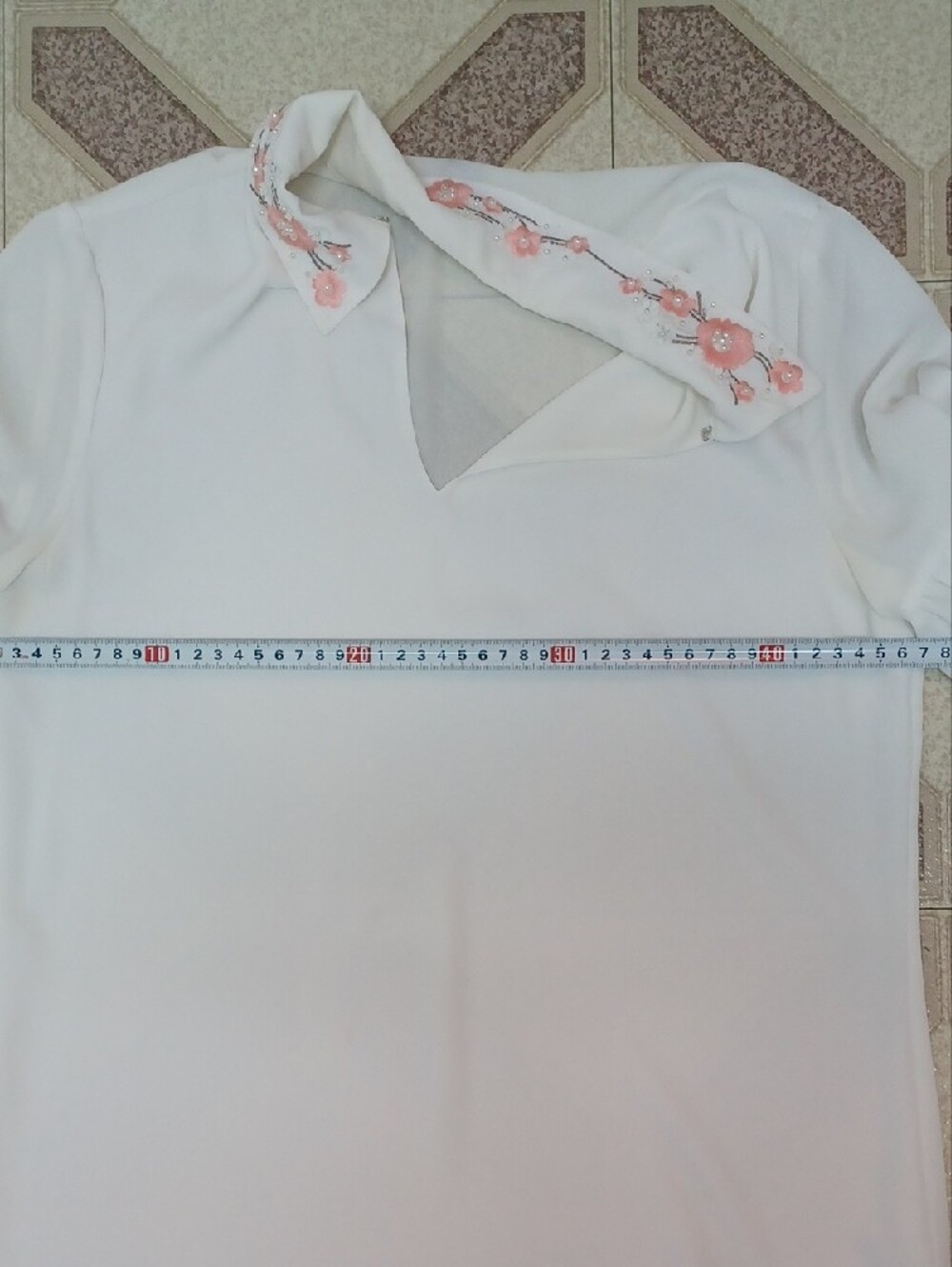 Tristan Cream Blouse with Pink Embroidered Collar - Picture 9 of 9